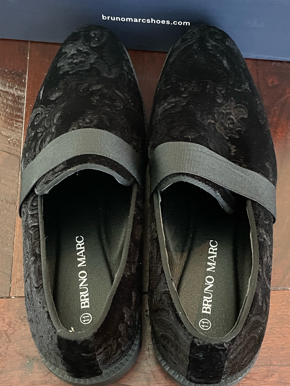 Bruno Marc Men's Black Velvet Slip-On Loafers Size 11